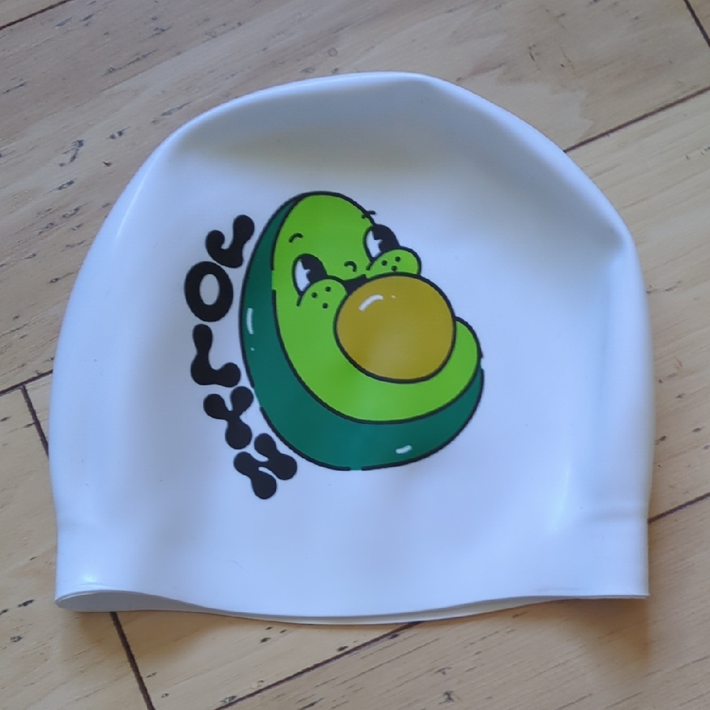 Jolyn Avocado Silicone Swim Cap - White and Green